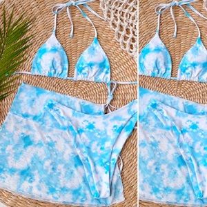 Baby Blue Tie-Dye Bikini Set
